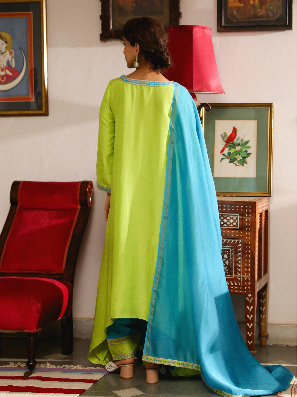 Green Silk Resham Embroidered Kurta Set with Dupatta at Kamakhyaa by RoohbyRidhimaa. This item is Dupattas, Festive Wear, Green, Kurta Set with Dupattas, Relaxed Fit, Resham Embroidered, Silk, Toxin free, Viscose Silk