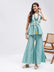 Beige & Rama Green Pure Cotton Office Wear Suit with Sleek Hand embroidery Work on Neck main image 1