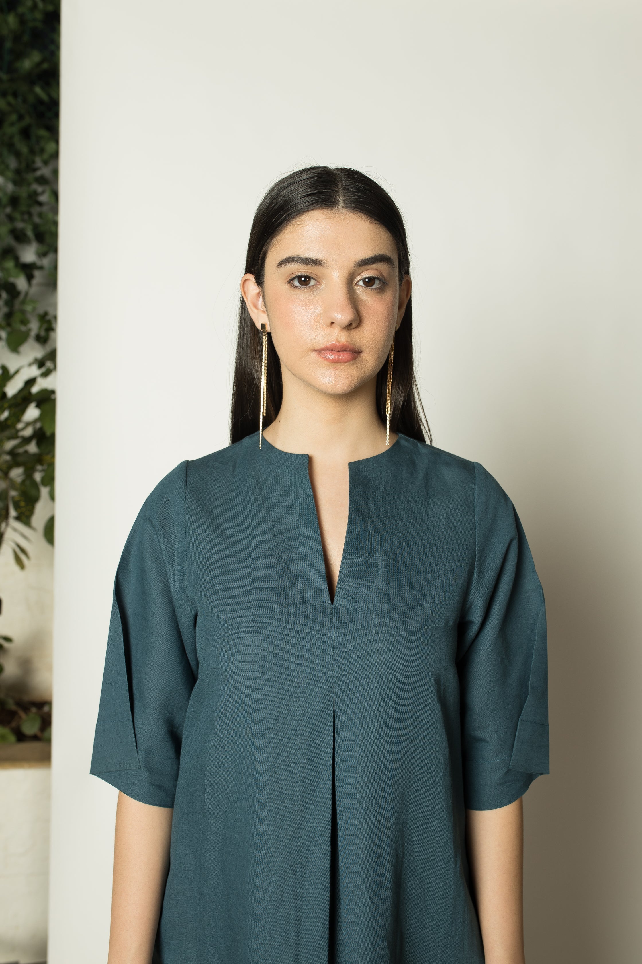 Green Solid A Line Maxi Dress at kamakhyaa.com by Anushé Pirani. This item is Birthday Collection, Brunch Wear, Cotton Hemp, Green, Maxi Dresses, Nostalgic Whispers by Anushe Pirani, Relaxed Fit, Review September 2025, Womenswear