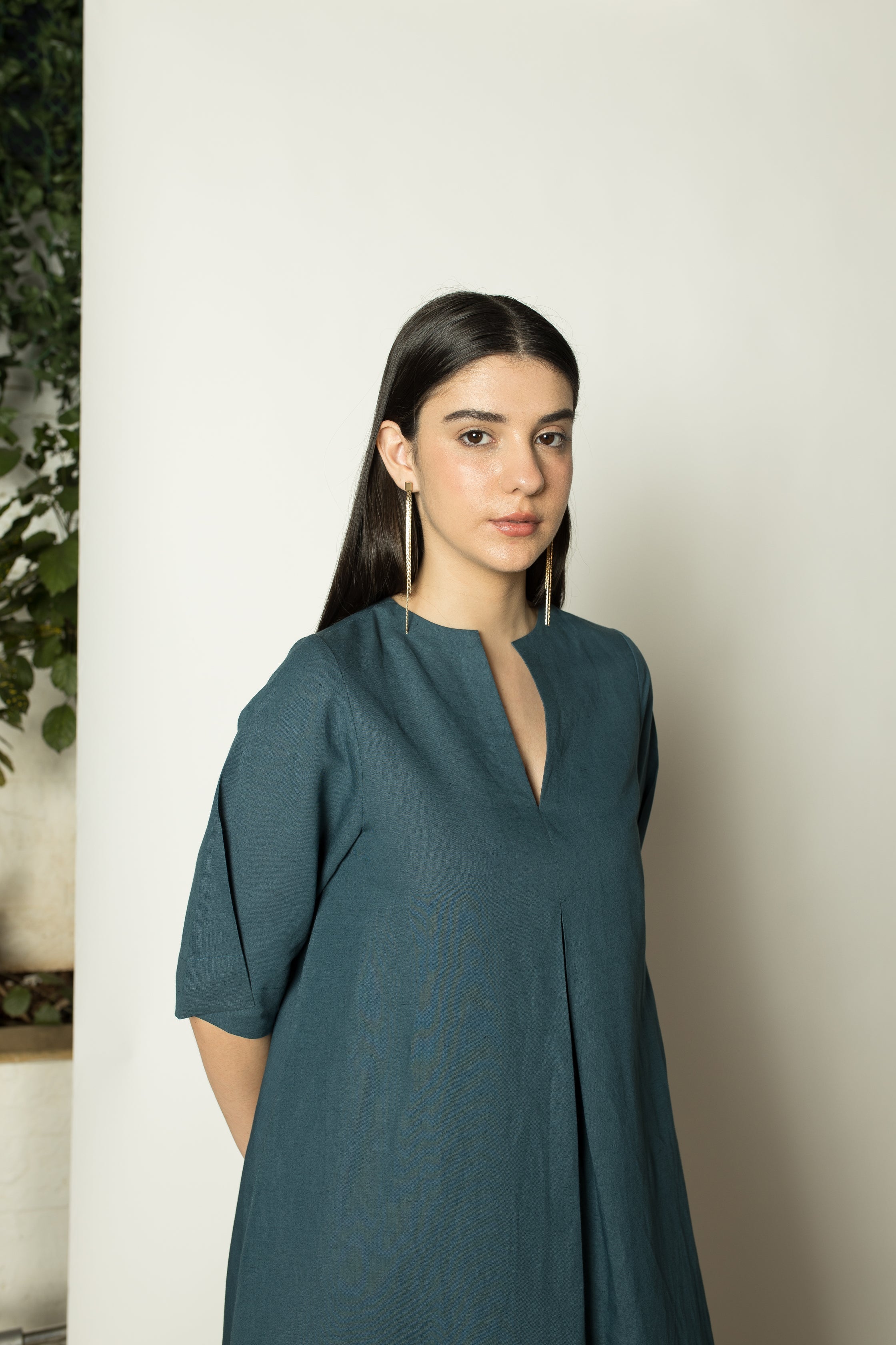 Green Solid A Line Maxi Dress at kamakhyaa.com by Anushé Pirani. This item is Birthday Collection, Brunch Wear, Cotton Hemp, Green, Maxi Dresses, Nostalgic Whispers by Anushe Pirani, Relaxed Fit, Review September 2025, Womenswear