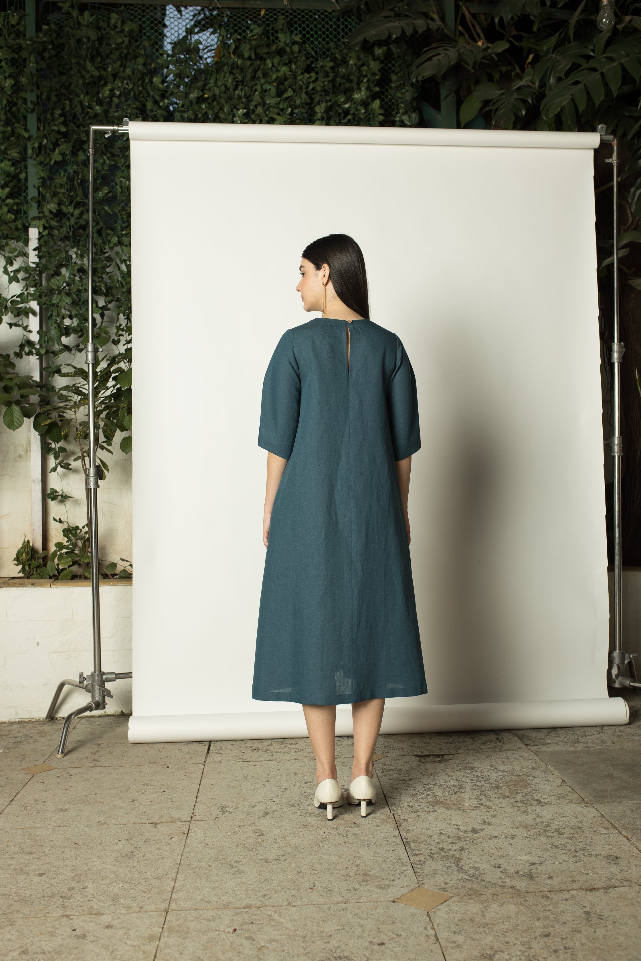 Green Solid A Line Maxi Dress at kamakhyaa.com by Anushé Pirani. This item is Birthday Collection, Brunch Wear, Cotton Hemp, Green, Maxi Dresses, Nostalgic Whispers by Anushe Pirani, Relaxed Fit, Review September 2025, Womenswear