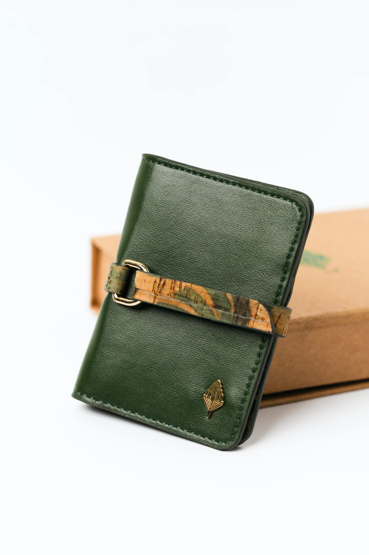 Green Solid Cardholder at Kamakhyaa by Green Hermitage. This item is Cactus Leather, Cardholders, Free Size, Green, Hemp, Lyocell, Office Wear, Recycled, Solids