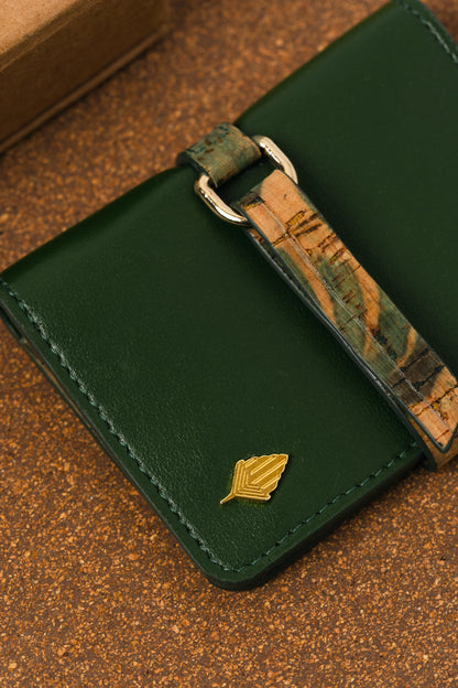 Green Solid Cardholder at Kamakhyaa by Green Hermitage. This item is Cactus Leather, Cardholders, Free Size, Green, Hemp, Lyocell, Office Wear, Recycled, Solids