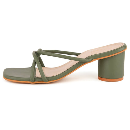 Green Strap Heels at Kamakhyaa by EK_agga. This item is Block Heels, Date Night Fit, Green, Heels, Less than $50, Office Party, Office Wear, Paris, Party Wear, Patent leather, Santorini, Solids, Square Toe Footwear, Vacation Wear, Vegan