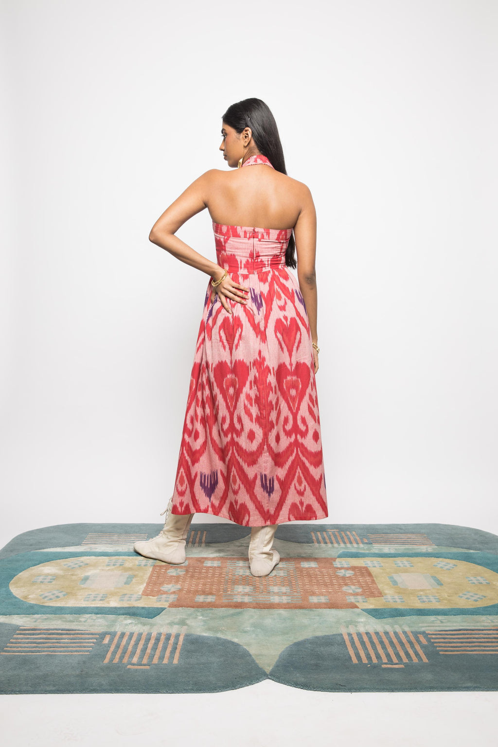 Hakuna Matata Dress at kamakhyaa.com by Anushé Pirani. This item is 100% Cotton, Baby Pink, Beach Wear, Blush Pink, Brunch Wear, Casual Wear, Console Collection List, Cotton, Fresh Ink by Anushe Pirani, Handwoven cotton, Ikat Prints, Light Pink, Pink, Regular Fit, Resort Wear, Vacation Wear, Womenswear