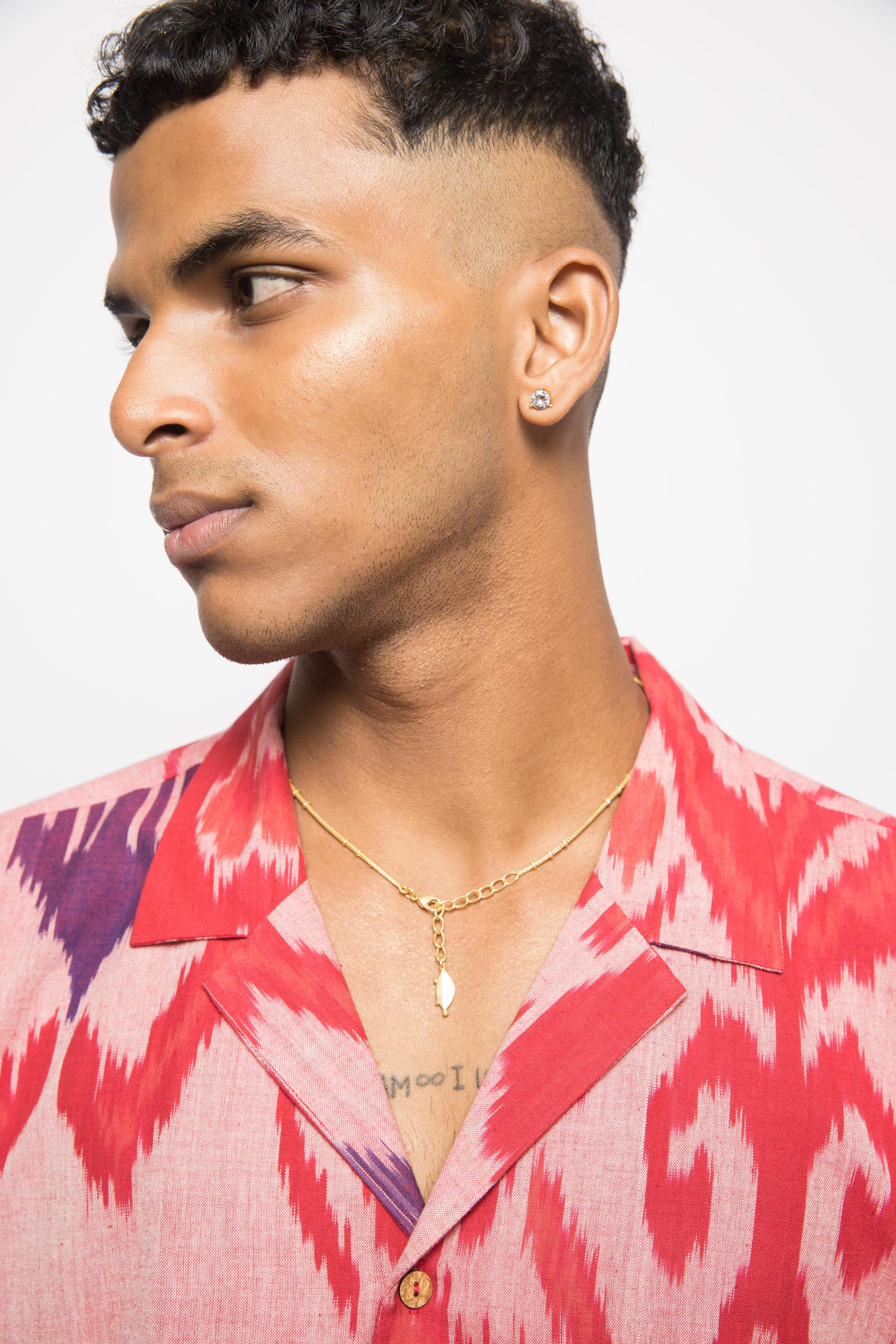 Hakuna Matata Shirt at kamakhyaa.com by Anushé Pirani. This item is 100% Cotton, Beach Wear, Brunch Wear, Casual Wear, Console Collection List, Cotton, Fresh Ink by Anushe Pirani, Handwoven cotton, Ikat Prints, Light Pink, Menswear, Pink, Regular Fit, Resort Wear, Review September 2025, Vacation Wear