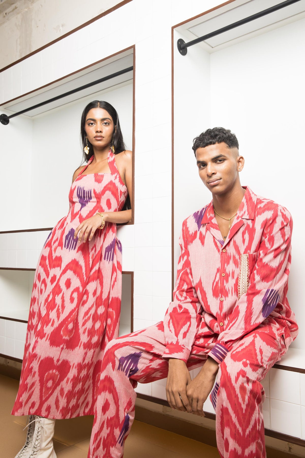 Hakuna Matata Shirt at kamakhyaa.com by Anushé Pirani. This item is 100% Cotton, Beach Wear, Brunch Wear, Casual Wear, Console Collection List, Cotton, Fresh Ink by Anushe Pirani, Handwoven cotton, Ikat Prints, Light Pink, Menswear, Pink, Regular Fit, Resort Wear, Review September 2025, Vacation Wear