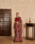 Halter neck blouse with saree at Kamakhyaa by Akashi Clothing. This item is Ajrakh by Akashi Clothing, Under $150