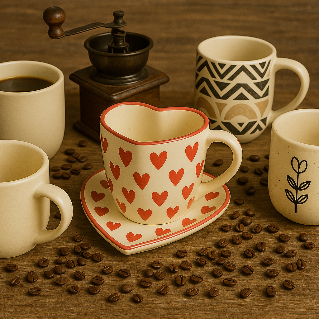 Handmade Love Notes Mug & Dish Set – Heart-Shaped Ceramic Gift Duo at Kamakhyaa by Aetherea World. This item is 