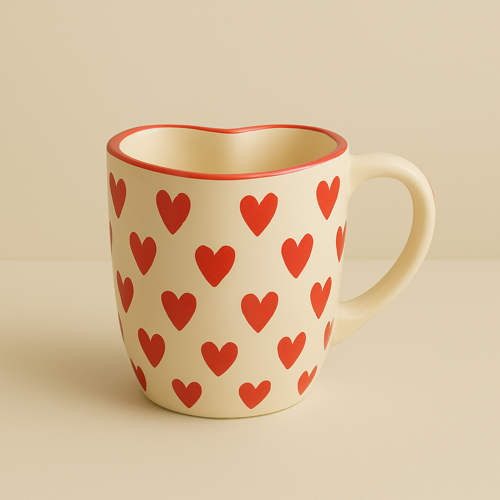 Handmade Love Notes Mug & Dish Set – Heart-Shaped Ceramic Gift Duo at Kamakhyaa by Aetherea World. This item is 