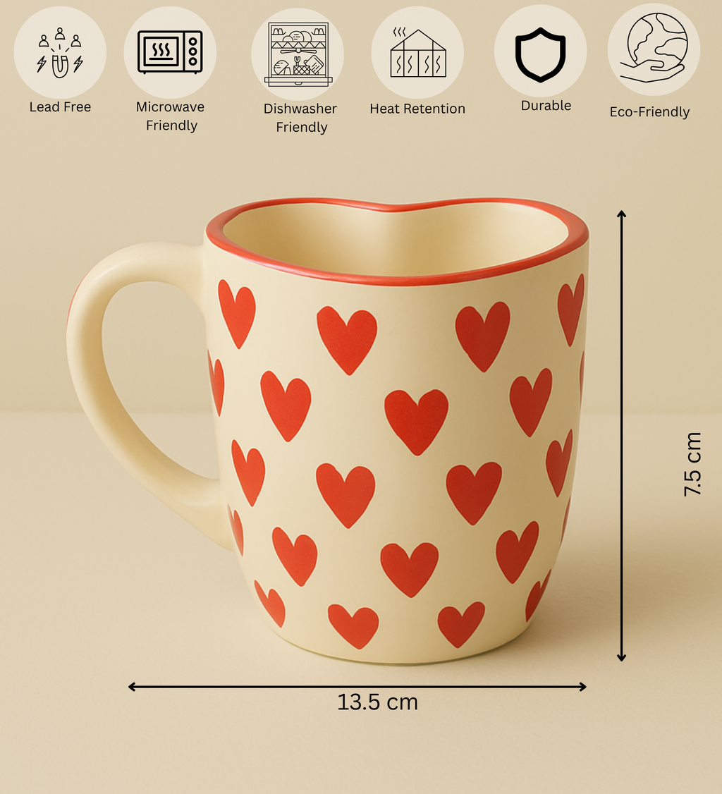 Handmade Love Notes Mug & Dish Set – Heart-Shaped Ceramic Gift Duo at Kamakhyaa by Aetherea World. This item is 