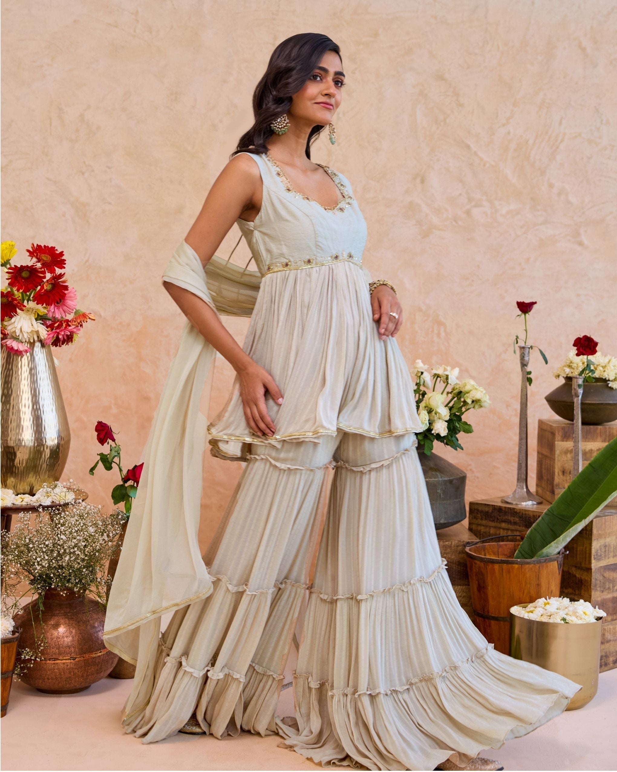 Haya Sharara Set at kamakhyaa.com by Taro. This item is Jashn-E-Taro - The Trousseau Edit by Taro, Under $50