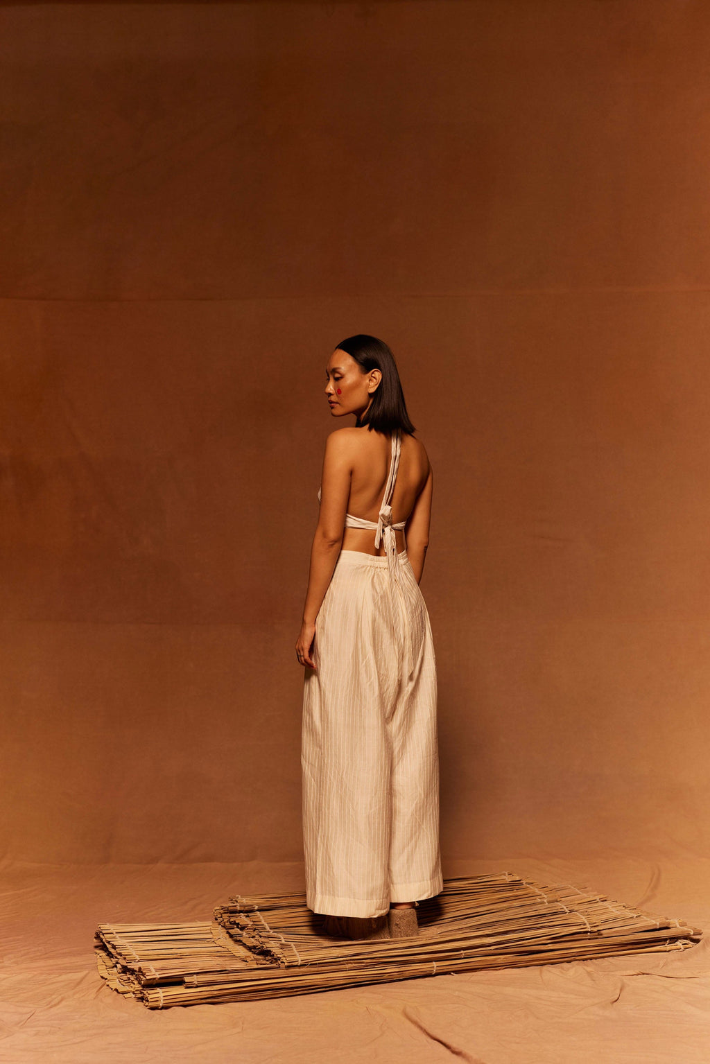 Heiwa Tie-up Blouse at Kamakhyaa by Ahmev. This item is Blouse, Cotton Silk, Ivory, Maximum Minimum by Ahmev, Missing image, Prints, Relaxed Fit, Under $150, Womenswear