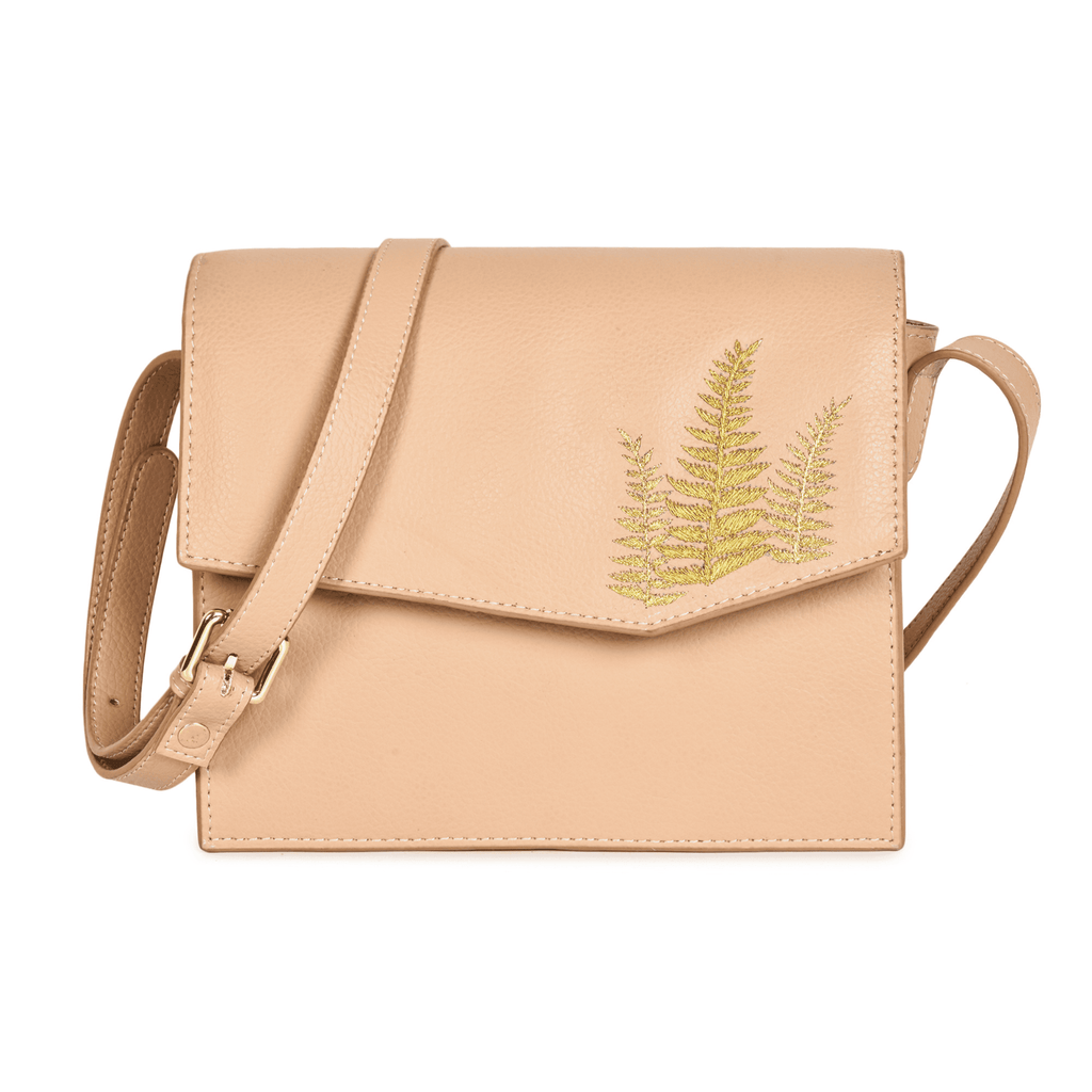 Hera Satchel Bag at Kamakhyaa by Green Hermitage. This item is A Walk in the Forest by Green Hermitage, Apple Leather, Embroidered, Embroidered Bags, Under $50