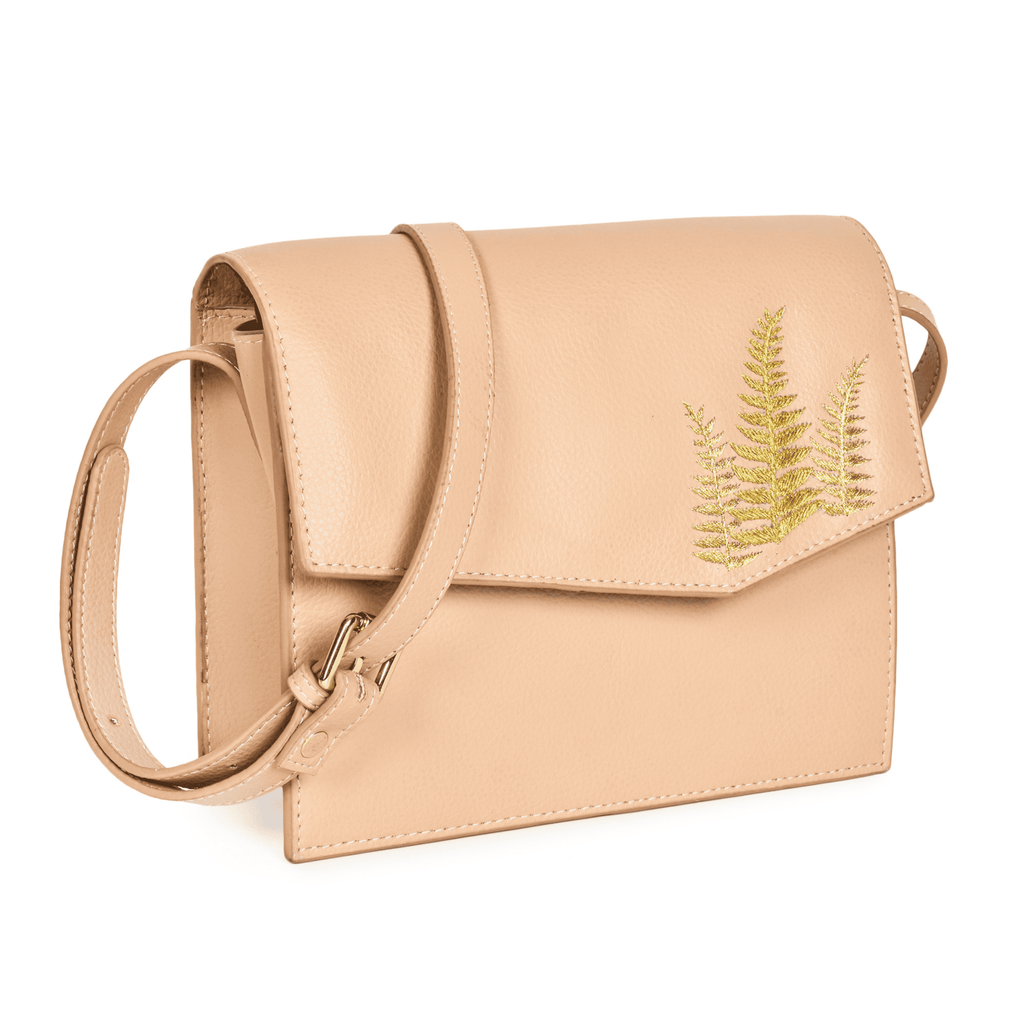 Hera Satchel Bag at Kamakhyaa by Green Hermitage. This item is A Walk in the Forest by Green Hermitage, Apple Leather, Embroidered, Embroidered Bags, Under $50