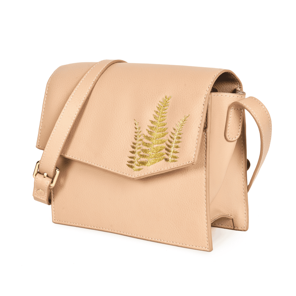 Hera Satchel Bag at Kamakhyaa by Green Hermitage. This item is A Walk in the Forest by Green Hermitage, Apple Leather, Embroidered, Embroidered Bags, Under $50