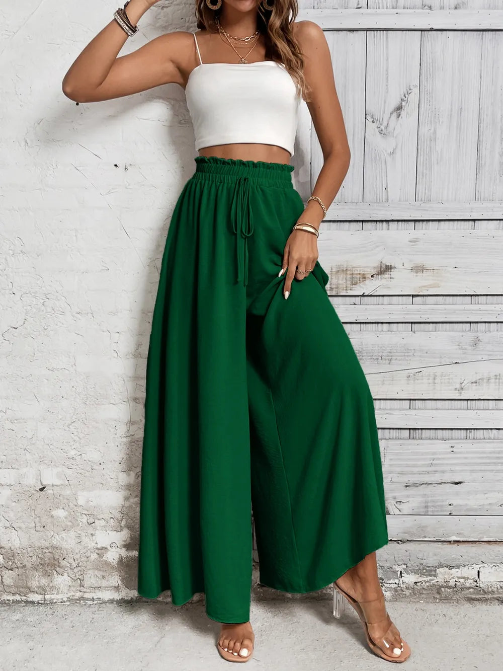 Honey Tied High Waist Wide Leg Pants at kamakhyaa.com by Trendsi. This item is Honey, Ship From Overseas, Under $100