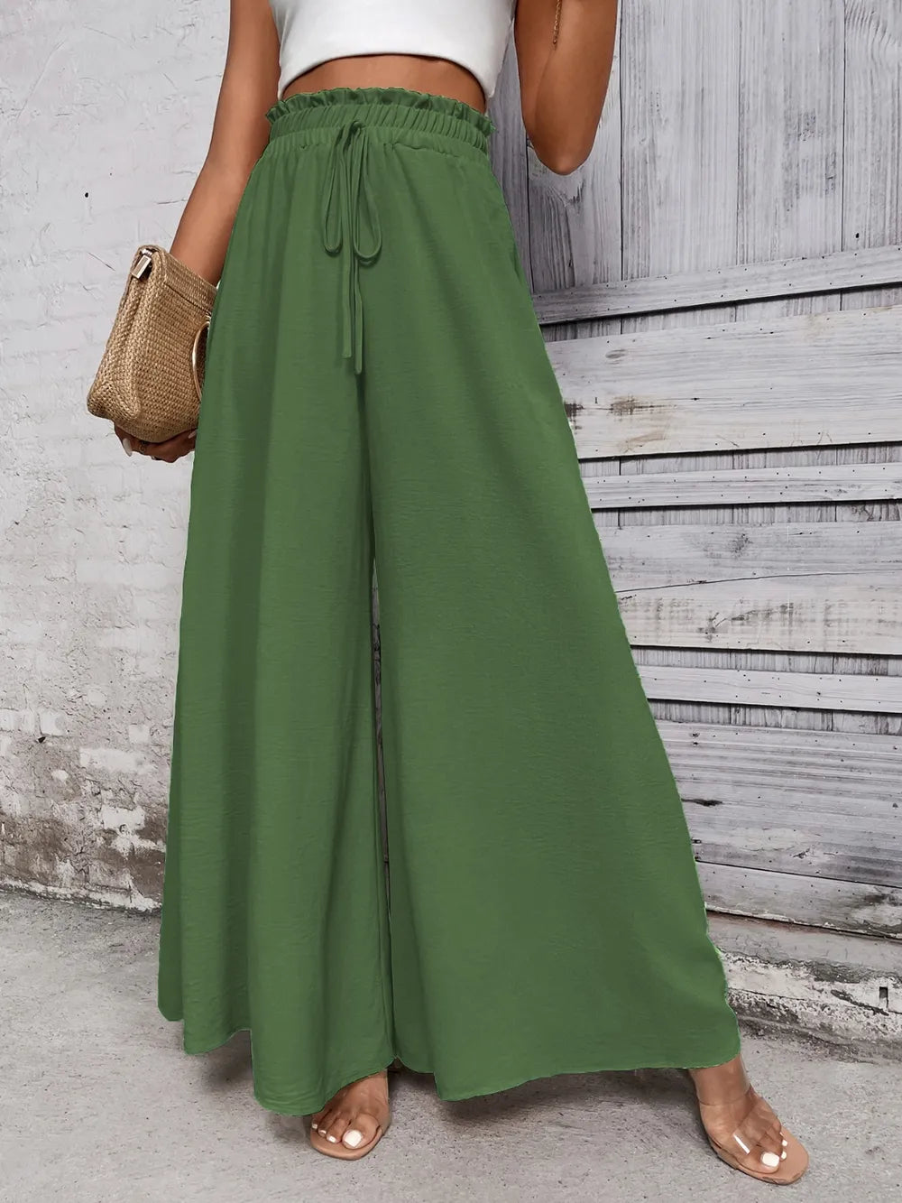 Honey Tied High Waist Wide Leg Pants at kamakhyaa.com by Trendsi. This item is Honey, Ship From Overseas, Under $100