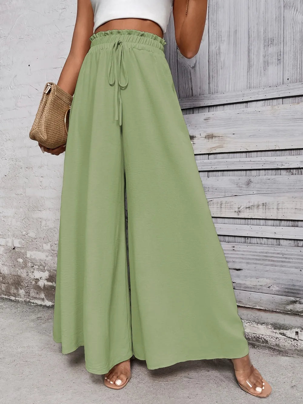 Honey Tied High Waist Wide Leg Pants at kamakhyaa.com by Trendsi. This item is Honey, Ship From Overseas, Under $100