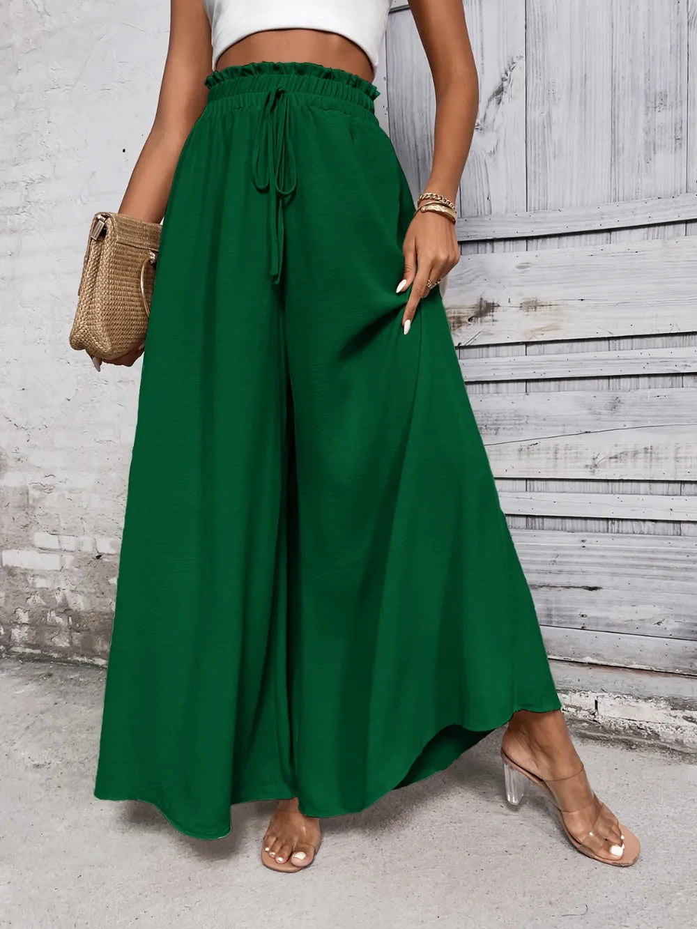 Honey Tied High Waist Wide Leg Pants at kamakhyaa.com by Trendsi. This item is Honey, Ship From Overseas, Under $100