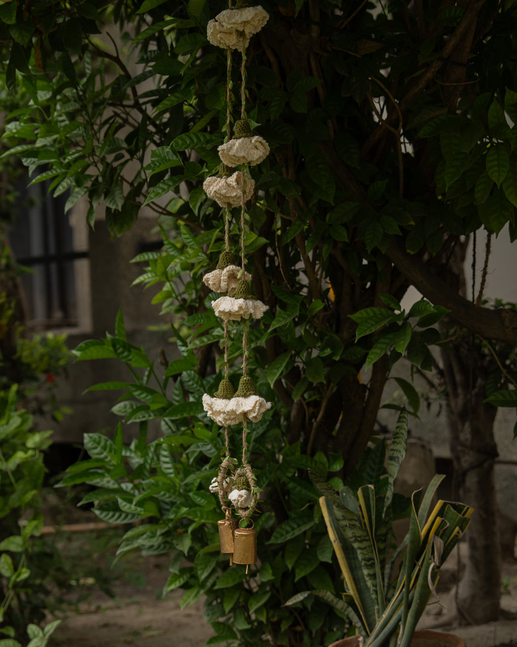 Ecru Marigold Hangings Set of 2 by Ikriit'm with Decor at Kamakhyaa for sustainable fashion