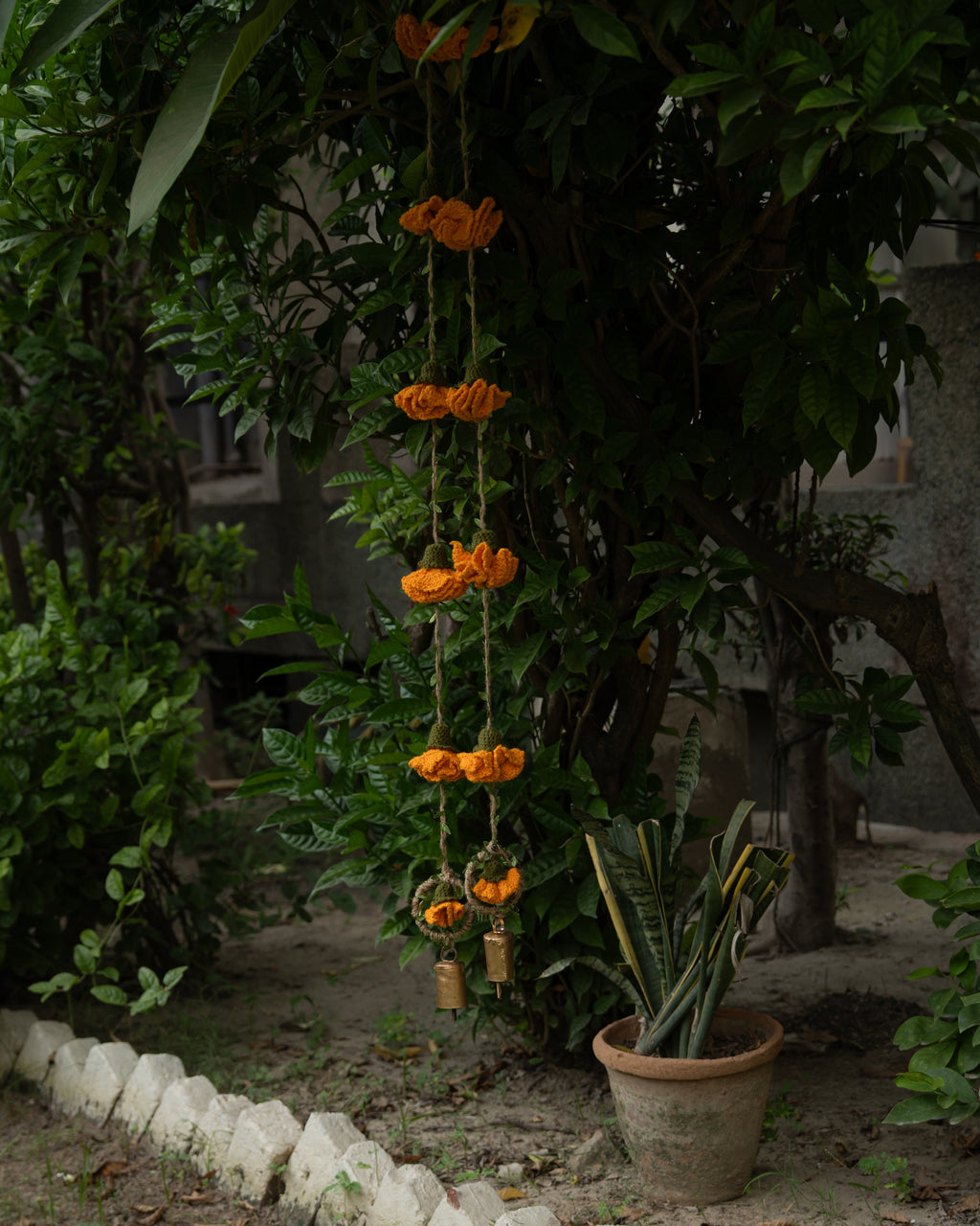 Tangerine Marigold Hangings Set of 2 by Ikriit'm with Decor at Kamakhyaa for sustainable fashion