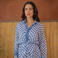 Indigo Breeze at Kamakhyaa by Taro. This item is Artisan made, Blue, Cotton Mulmul, Shirt Dresses, Under $50, Whispers of Summer by Taro