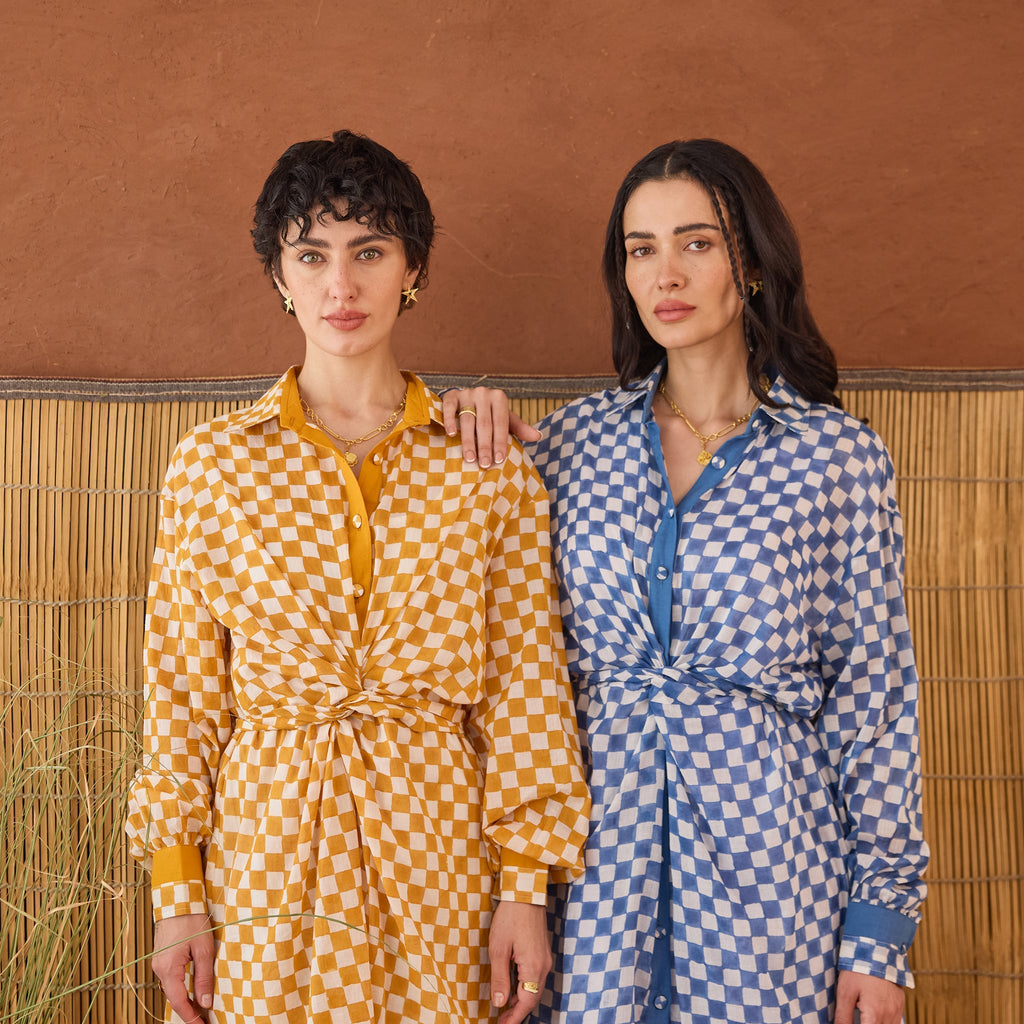 Indigo Breeze at Kamakhyaa by Taro. This item is Artisan made, Blue, Cotton Mulmul, Shirt Dresses, Under $50, Whispers of Summer by Taro