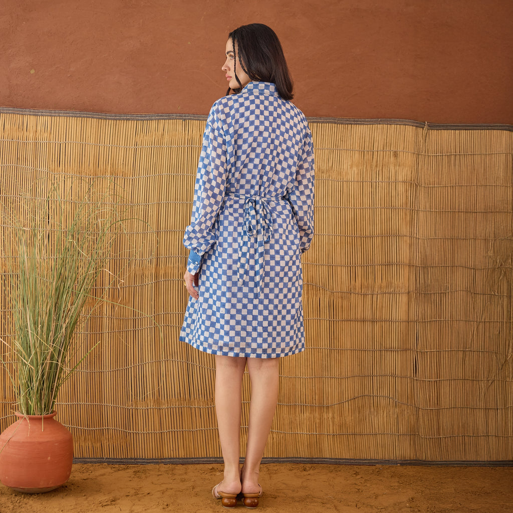 Indigo Breeze at Kamakhyaa by Taro. This item is Artisan made, Blue, Cotton Mulmul, Shirt Dresses, Under $50, Whispers of Summer by Taro