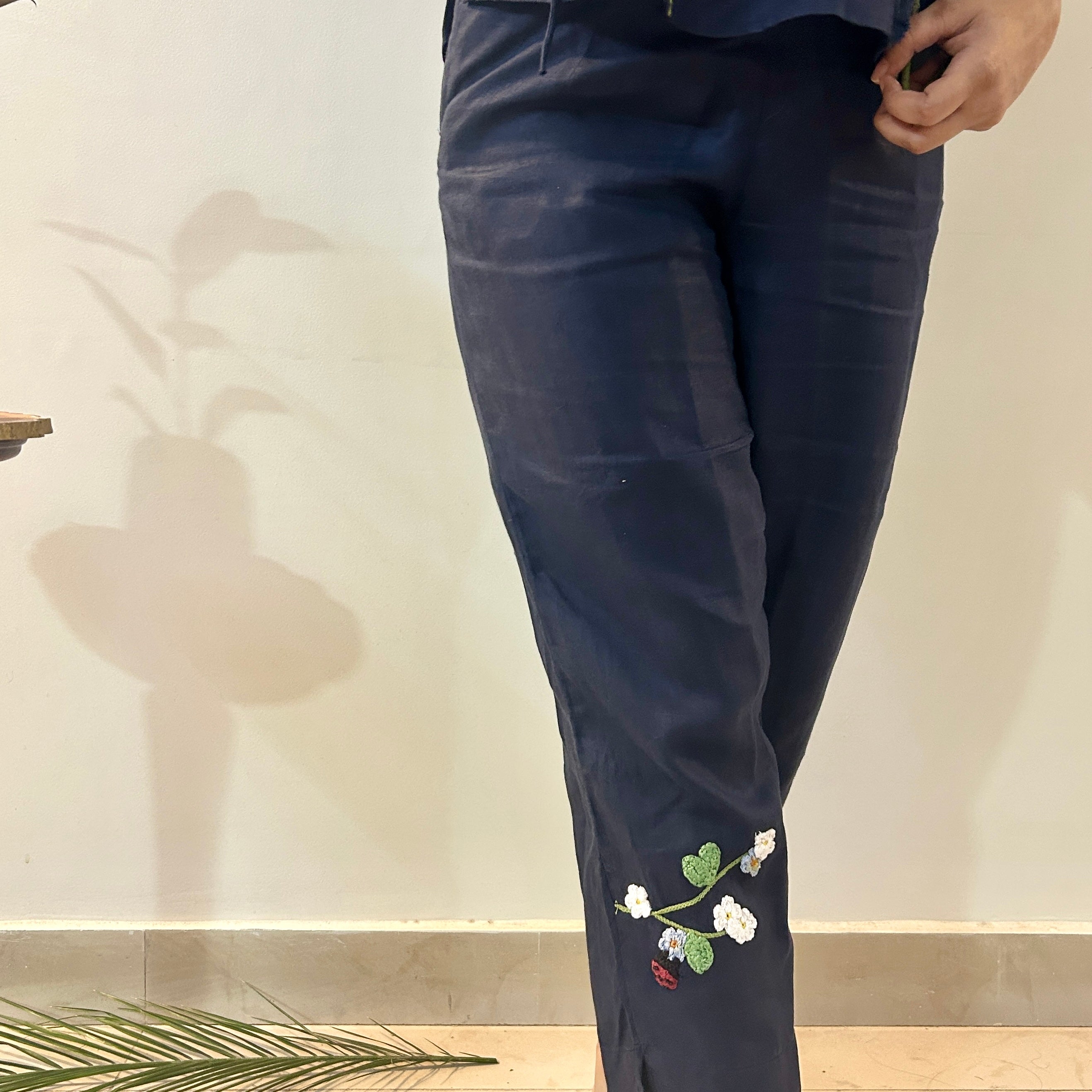 Indigo Ladybug Set at Kamakhyaa by Ikriit'm. This item is Bloom by Ikriit'm, Blue, Casual Wear, Crochet, Crochet Apparel, Linen, Relaxed Fit, Womenswear