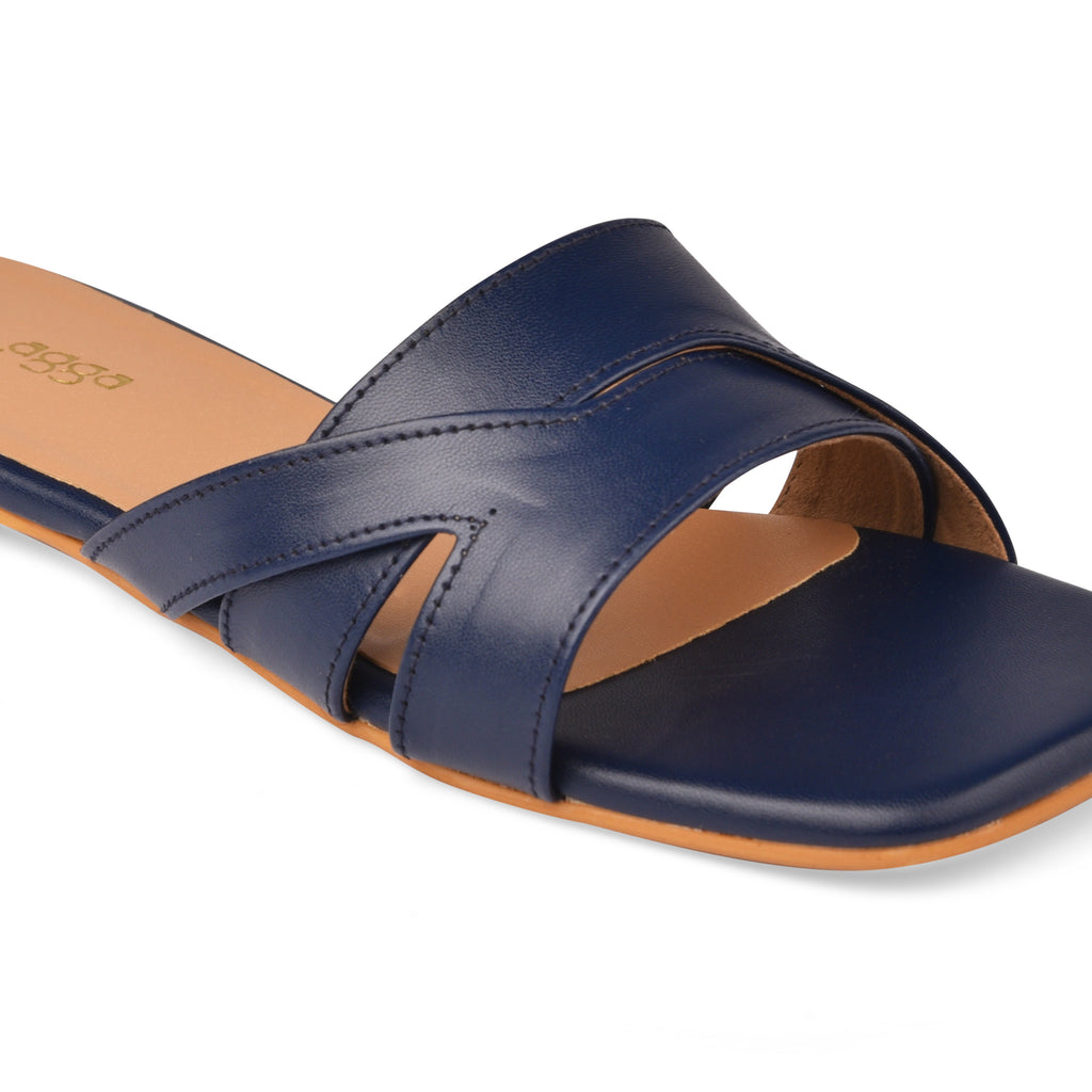 Interlock Flat at Kamakhyaa by EK_agga. This item is Blue, Brunch Wear Footwear, Flats, Indian Formals Footwear, missing, Navy Blue, Open Toes Footwear, Square Toe Footwear, stylish, Under $50