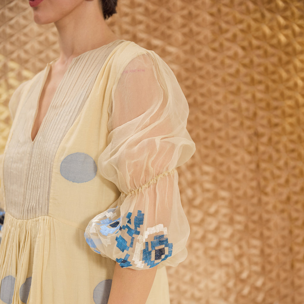 Iris Glow at Kamakhyaa by The Loom Art. This item is Fluer De Code by The Loom Art, Handwoven Jamdani Cotton Silk, Solilds, Yellow