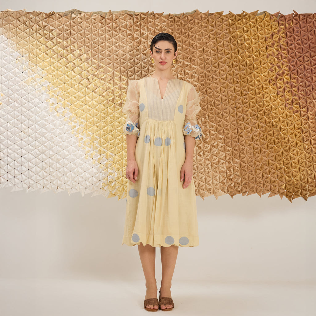 Iris Glow at Kamakhyaa by The Loom Art. This item is Fluer De Code by The Loom Art, Handwoven Jamdani Cotton Silk, Solilds, Yellow