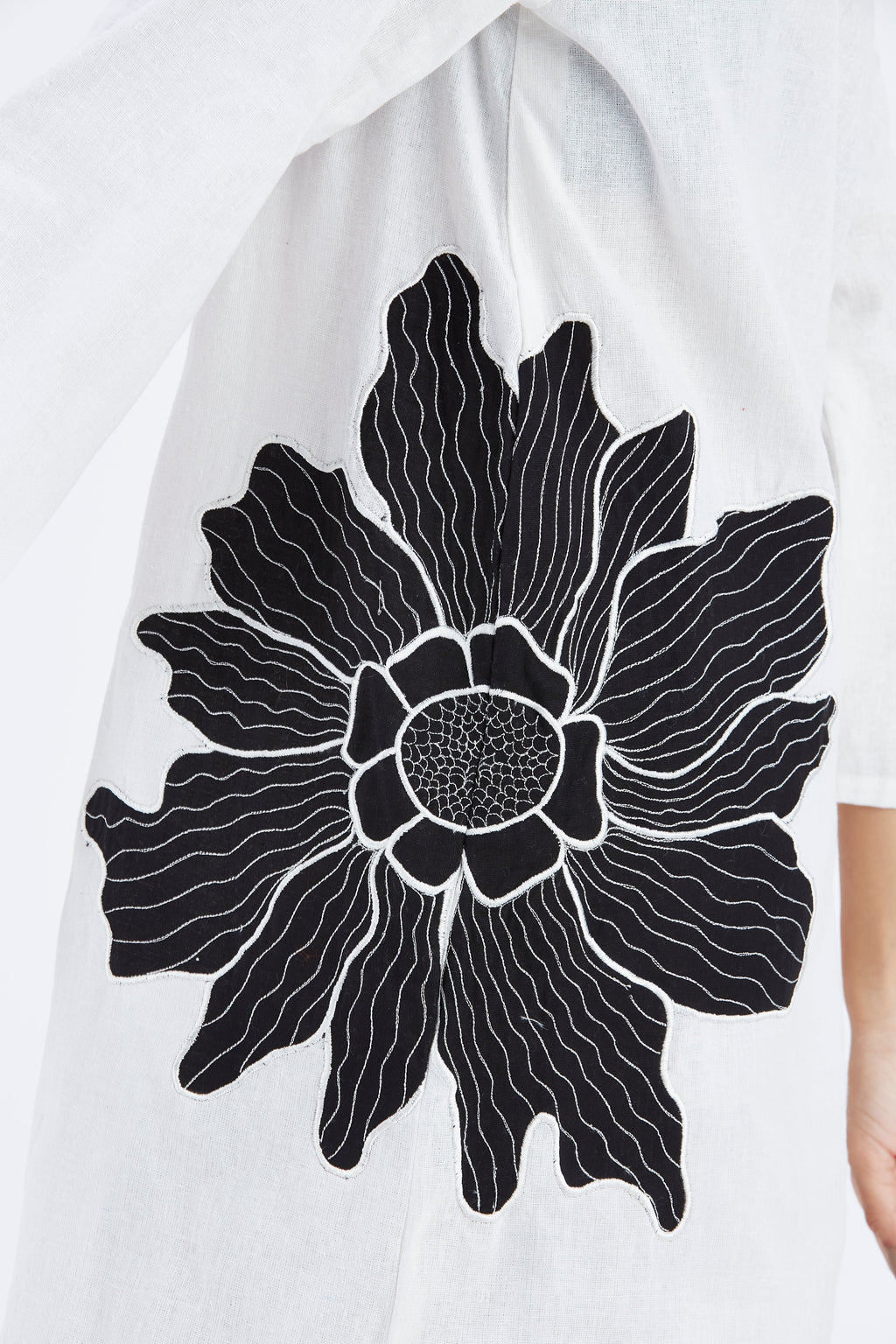 Isla WhiteFloral Hand Printed Cotton Dress at Kamakhyaa by Hasttvam. This item is Cotton, Ete by Hasttvam, Floral Prints, Fusion Wear, Hand Printed, Under $200, White, Womenswear