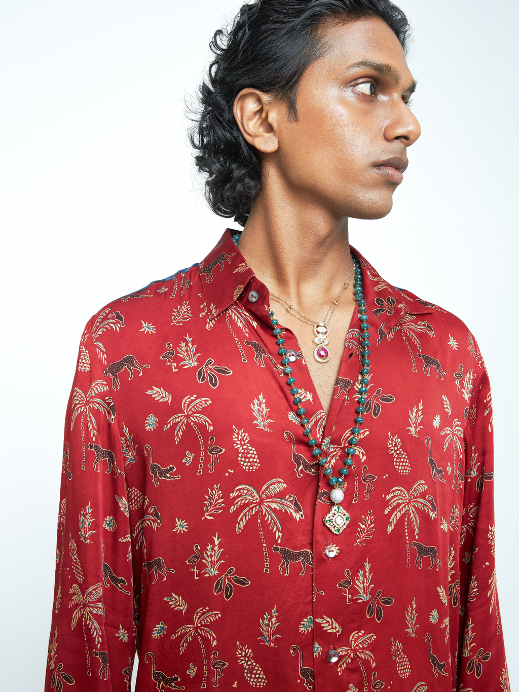 Jungle Shirt at Kamakhyaa by Anushé Pirani. This item is Bloom After Dark by Anushe Pirani, Menswear, Midnight Blueprint, T-Shirts & Shirts, Tops & Shirts, Under $50