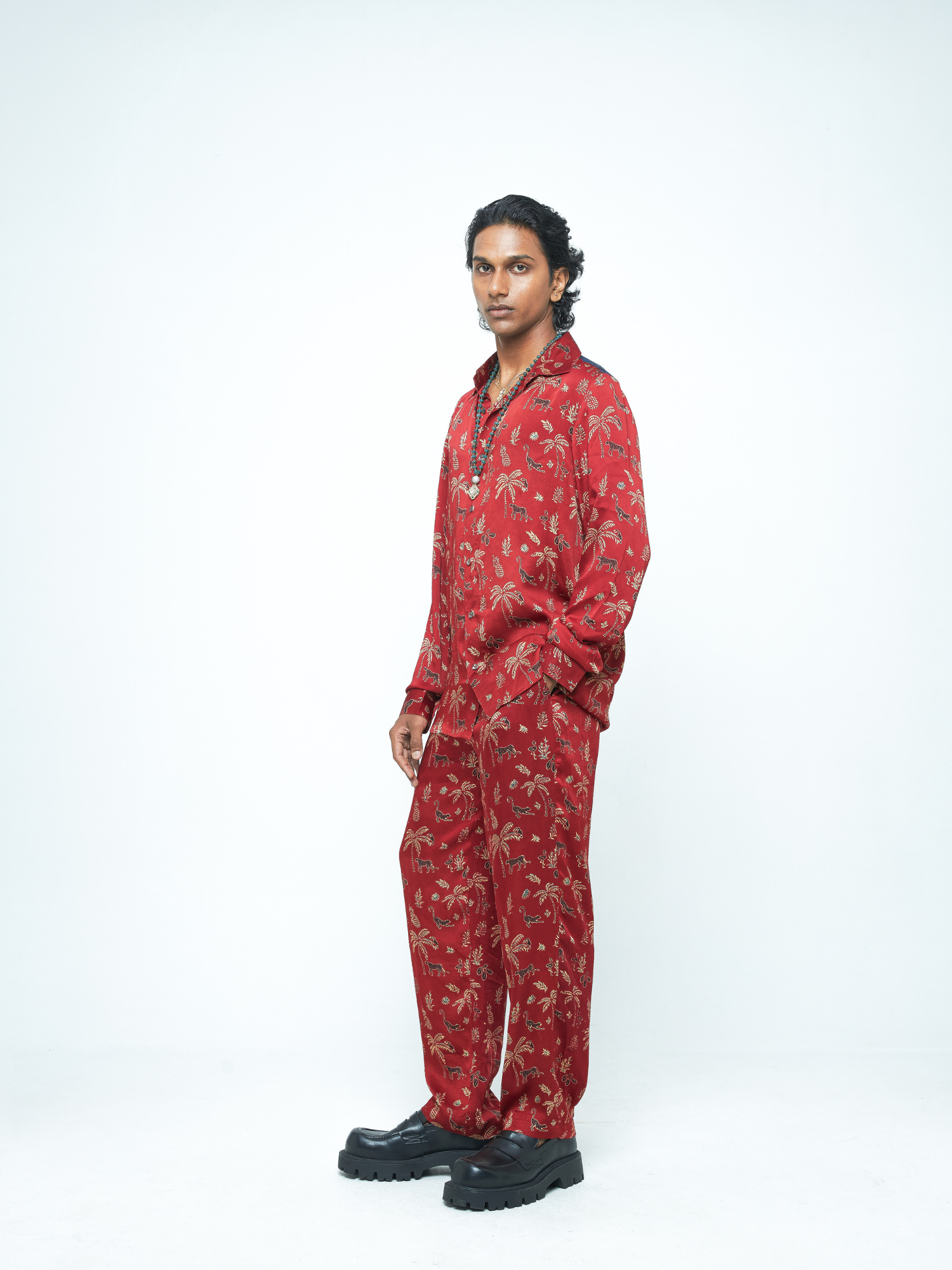 Jungle Shirt at Kamakhyaa by Anushé Pirani. This item is Bloom After Dark by Anushe Pirani, Menswear, Midnight Blueprint, T-Shirts & Shirts, Tops & Shirts, Under $50