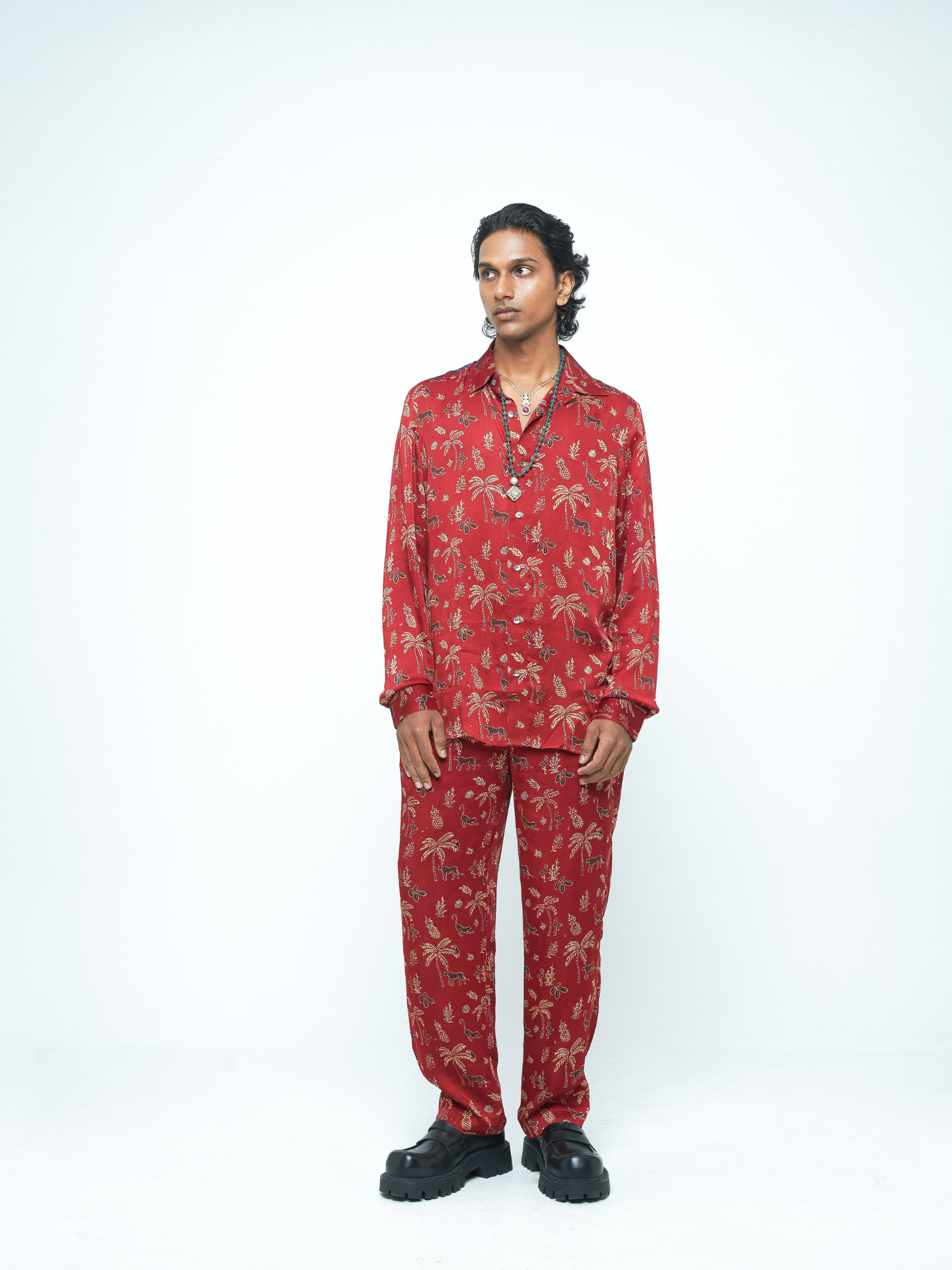 Jungle Shirt at Kamakhyaa by Anushé Pirani. This item is Bloom After Dark by Anushe Pirani, Menswear, Midnight Blueprint, T-Shirts & Shirts, Tops & Shirts, Under $50