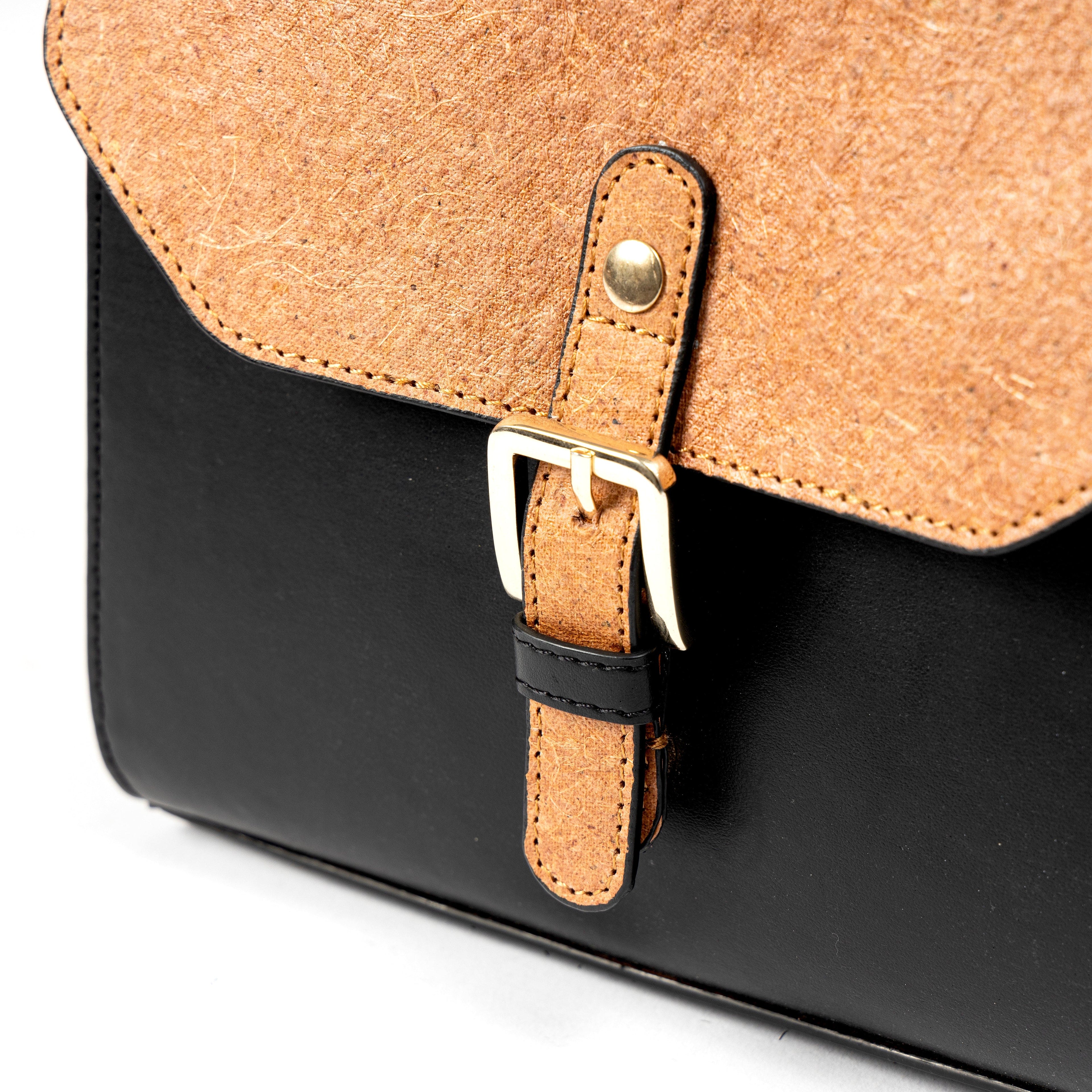 Juniper Vegan Leather Sling Bag - Black at Kamakhyaa by Green Hermitage. This item is A Walk in the Forest by Green Hermitage, Banana Leather, Black, Sling Bags, Under $50