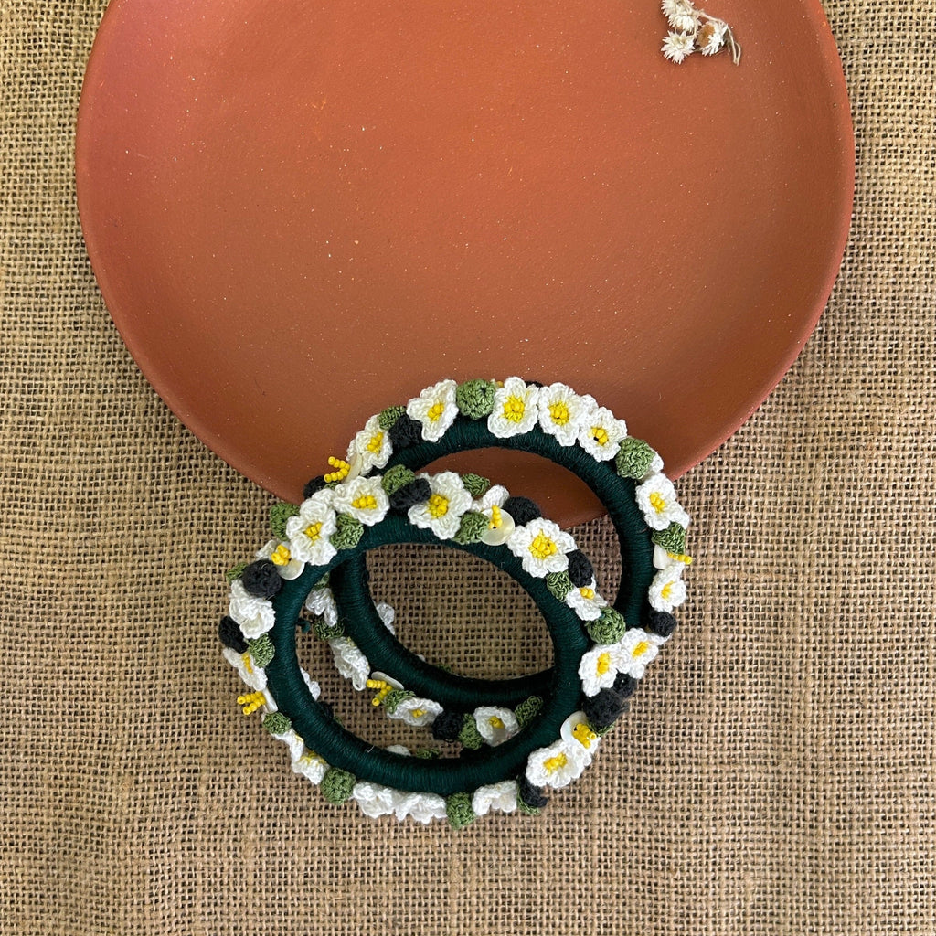 Safed Noor Bangles Set of Two by Ikriit'm with Bangle at Kamakhyaa for sustainable fashion