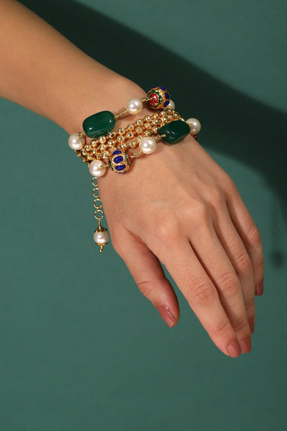 Kairi Wrist Trinket Bracelet at Kamakhyaa by House Of Heer. This item is Alloy Metal, Beaded Jewellery, Bracelets, Festive Wear, Free Size, Gemstone, jewelry, Multicolor, Natural, Pearl, rakhis & lumbas, Textured