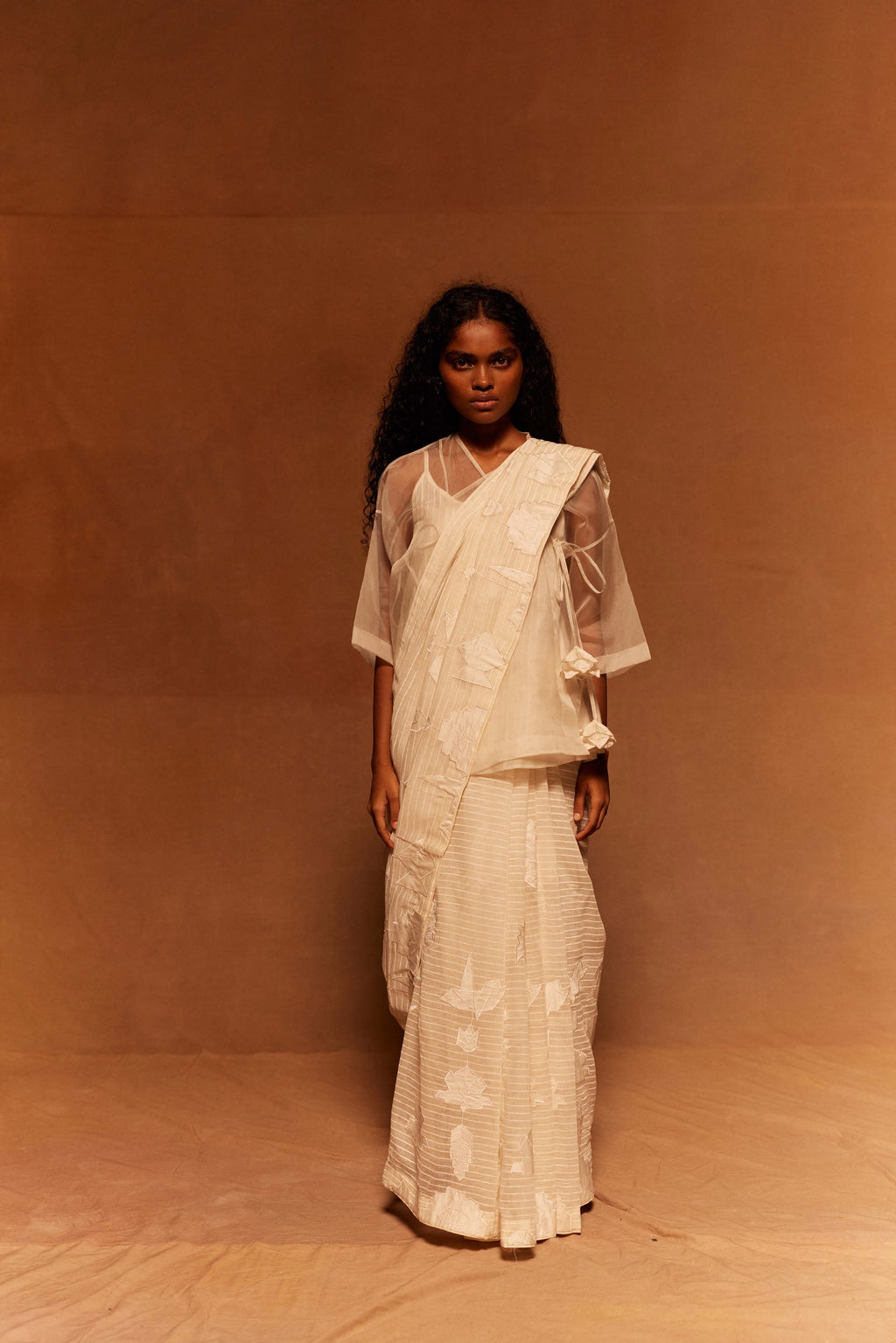 Kirei Cotton Silk Saree at Kamakhyaa by Ahmev. This item is Cotton Silk, Festive Wear, Ivory, Maximum Minimum by Ahmev, Prints, Relaxed Fit, Saree, Womenswear