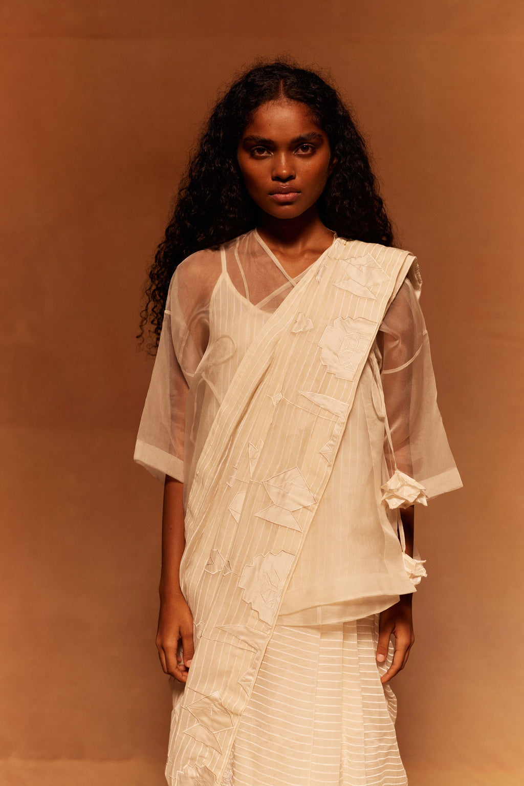 Kirei Cotton Silk Saree at Kamakhyaa by Ahmev. This item is Cotton Silk, Festive Wear, Ivory, Maximum Minimum by Ahmev, Prints, Relaxed Fit, Saree, Womenswear