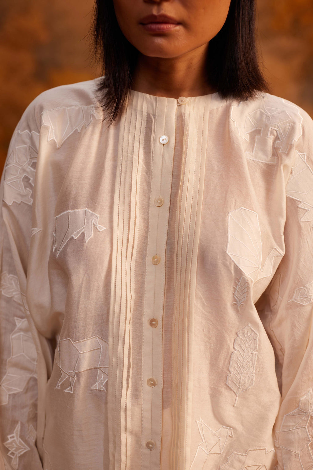 Kokoro Dolman Shirt at Kamakhyaa by Ahmev. This item is Applique Work, Cotton Silk, Ivory, Maximum Minimum by Ahmev, Relaxed Fit, Shirt, Top, Womenswear