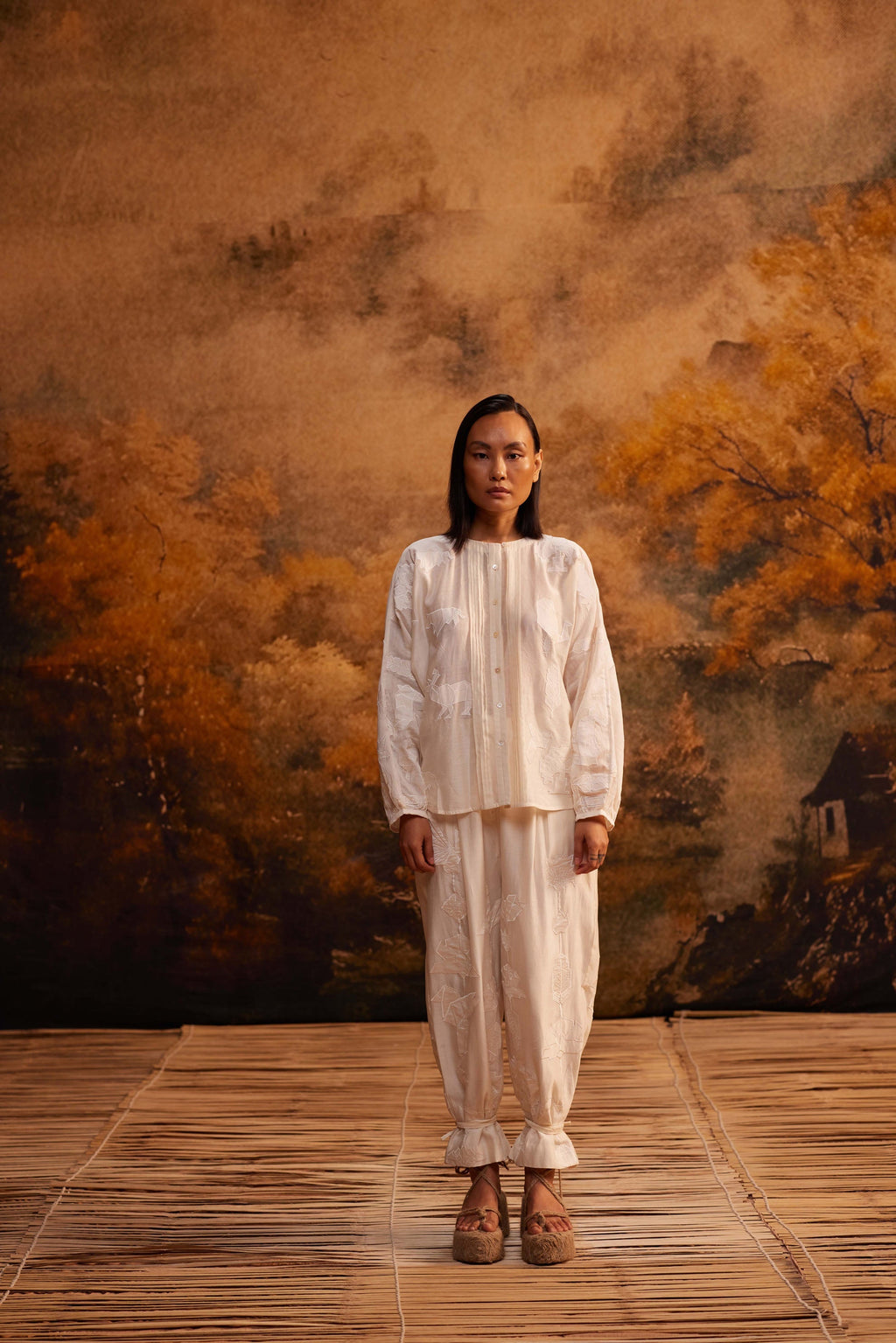 Kokoro Dolman Shirt at Kamakhyaa by Ahmev. This item is Applique Work, Cotton Silk, Ivory, Maximum Minimum by Ahmev, Relaxed Fit, Shirt, Top, Womenswear