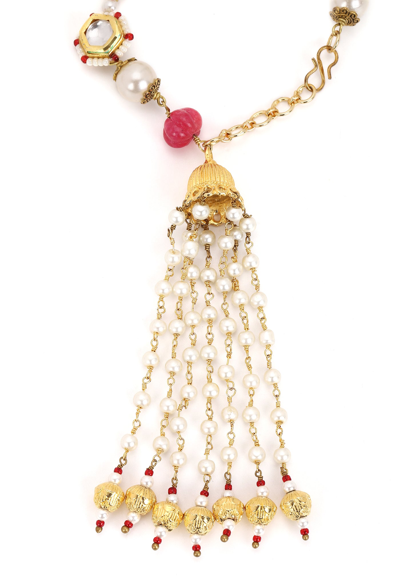 Kubera Bracelet Red at Kamakhyaa by House Of Heer. This item is Alloy Metal, Bracelets, Festive Wear, Free Size, jewelry, Natural, Polkis, rakhis & lumbas, Textured, White