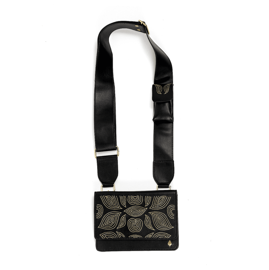 Lana Vegan Leather Sling Bag at Kamakhyaa by Green Hermitage. This item is A Walk in the Forest by Green Hermitage, Banana Leather, Black, Sling Bags, Under $50