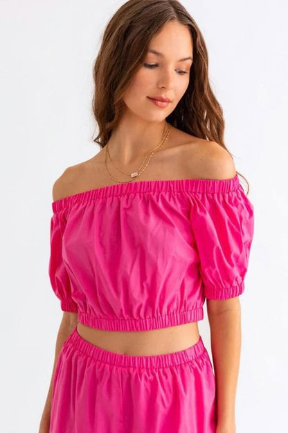 Le Lis Off Shoulder Crop Top and Ruffled Shorts Set at Kamakhyaa by Trendsi. This item is Ship from USA, Tasha apparel, Trendsi