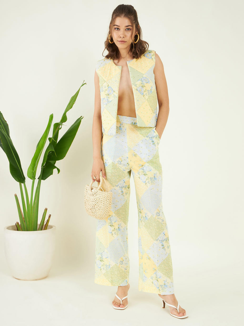 Linen Multicolor Cotton Co-ord Set at Kamakhyaa by Bohobi. This item is 100% Linen, Cotton Mulmul, Embroidered, Evening Wear, Multicolor, Regular Fit, Toxin free, Vacation Co-ord Sets