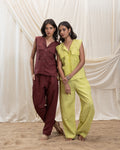 Linen utilty vest and pant set at Kamakhyaa by Akashi Clothing. This item is 100% Linen, Regular Fit, Solid Selfmade, Solids, The Stamp Edit By Akashi Clothing, Under $200