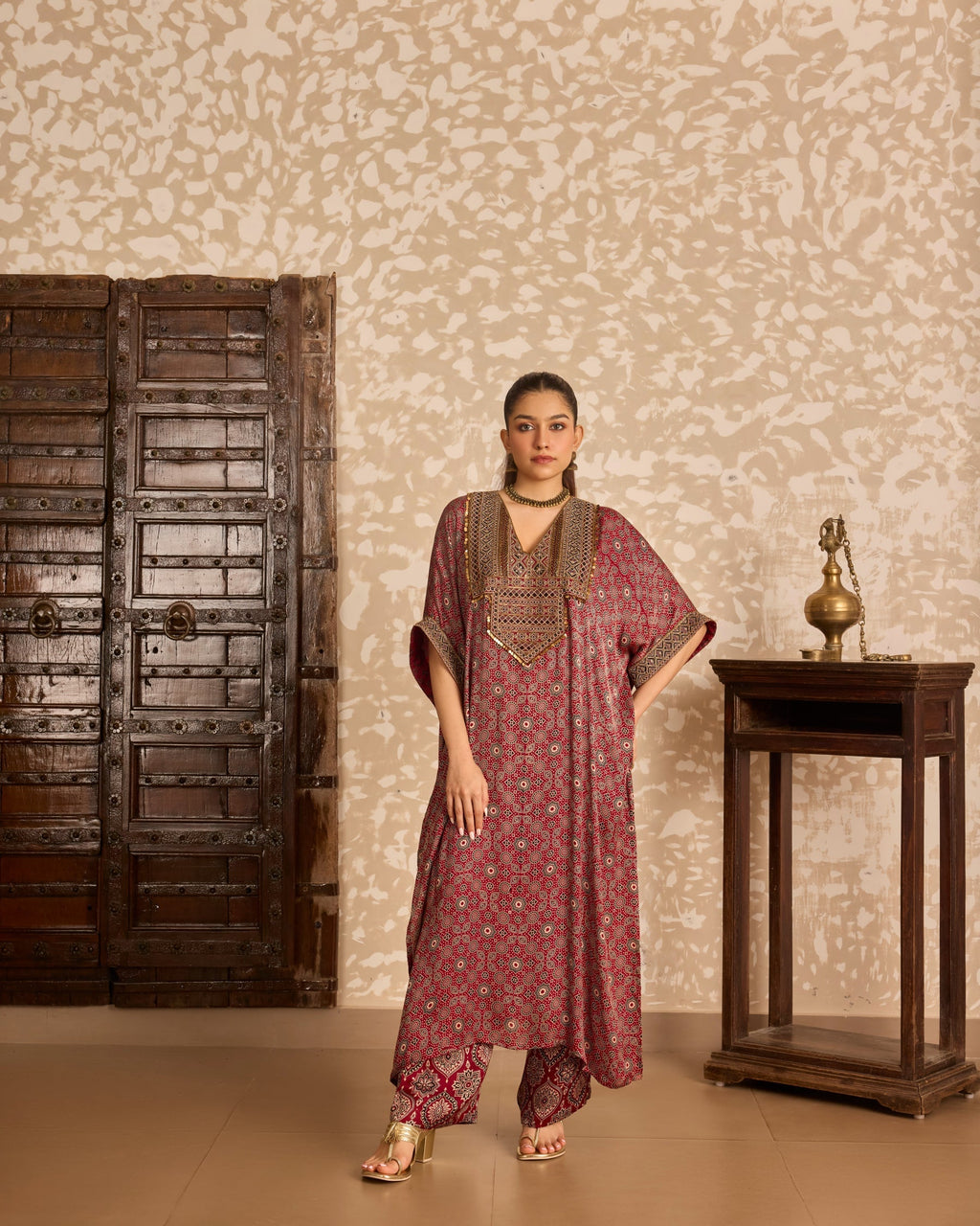 Long Kaftan Kurta set at Kamakhyaa by Akashi Clothing. This item is Ajrakh by Akashi Clothing, Under $100